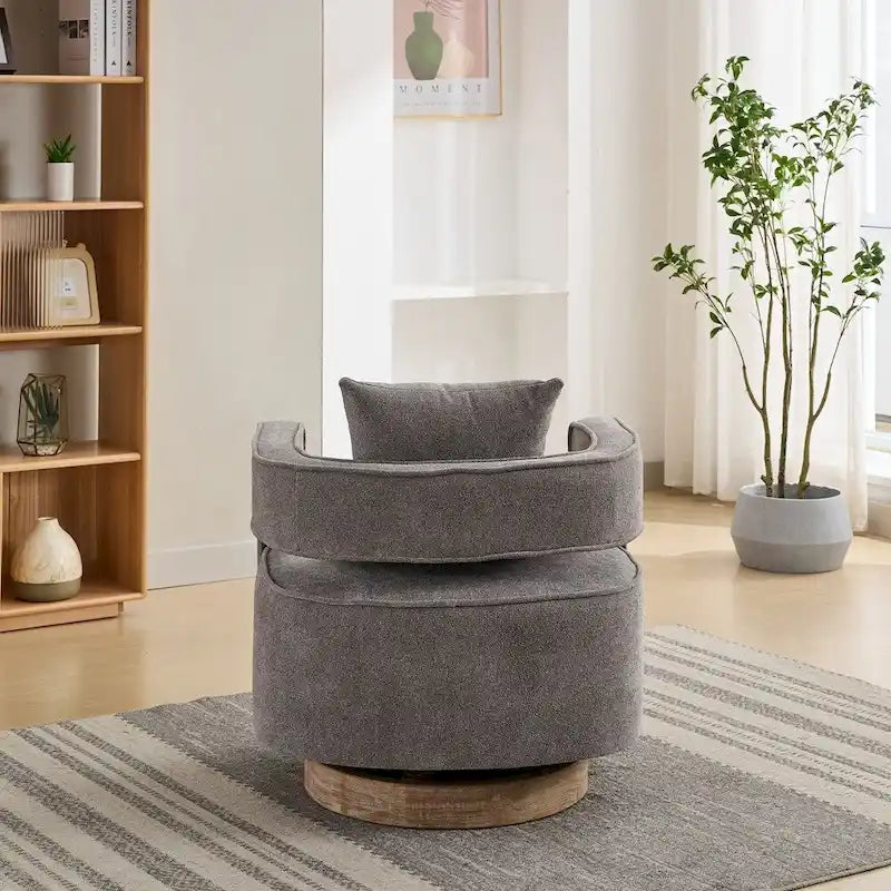 Fauteuil pivotant d'appoint à dossier ouvert 29,1W avec base patinée