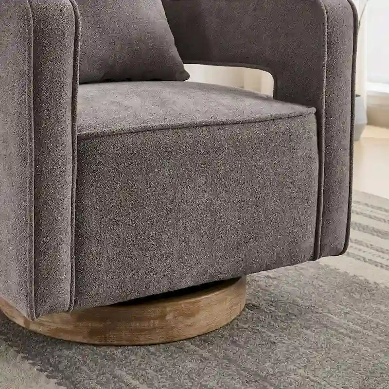 Fauteuil pivotant d'appoint à dossier ouvert 29,1W avec base patinée