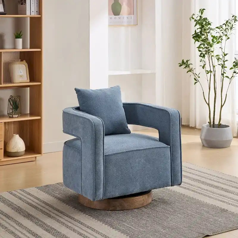 Fauteuil pivotant d'appoint à dossier ouvert 29,1W avec base patinée
