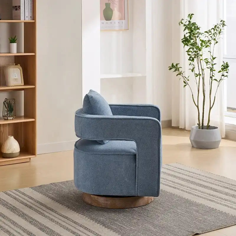 Fauteuil pivotant d'appoint à dossier ouvert 29,1W avec base patinée