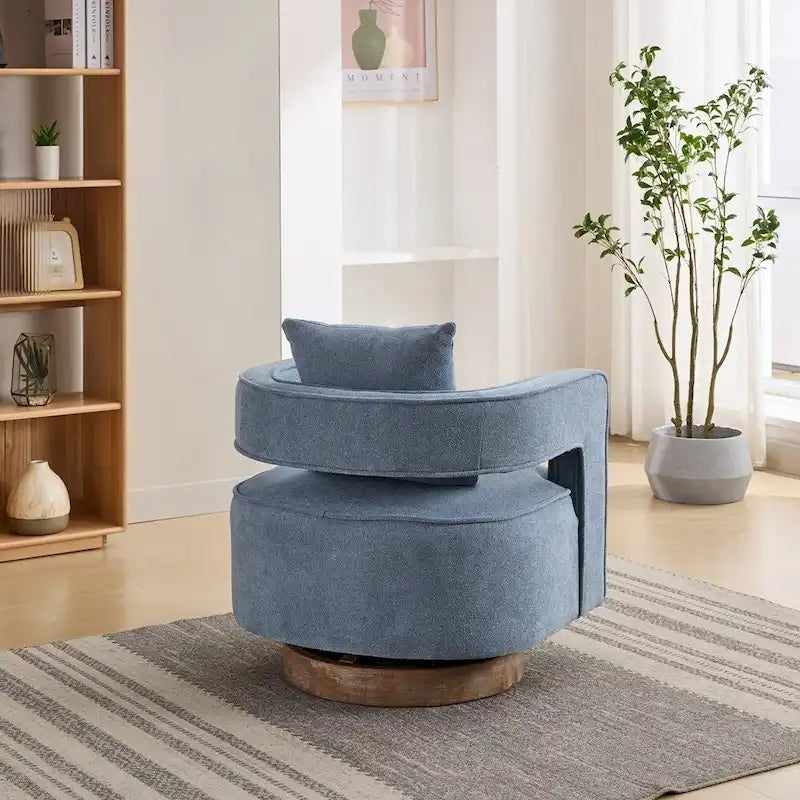 Fauteuil pivotant d'appoint à dossier ouvert 29,1W avec base patinée