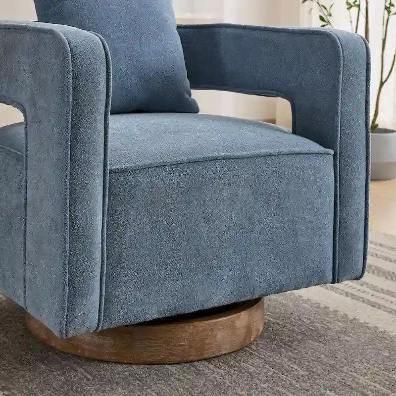 Fauteuil pivotant d'appoint à dossier ouvert 29,1W avec base patinée