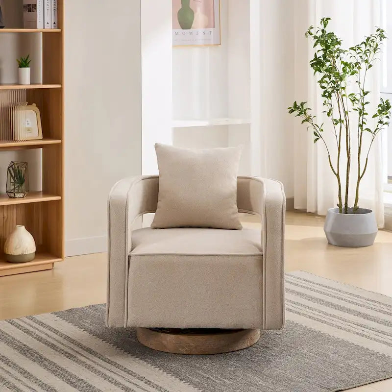 Fauteuil pivotant d'appoint à dossier ouvert 29,1W avec base patinée