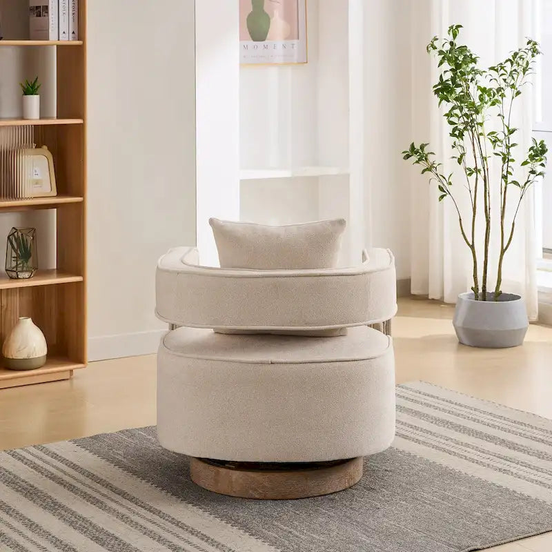 Fauteuil pivotant d'appoint à dossier ouvert 29,1W avec base patinée