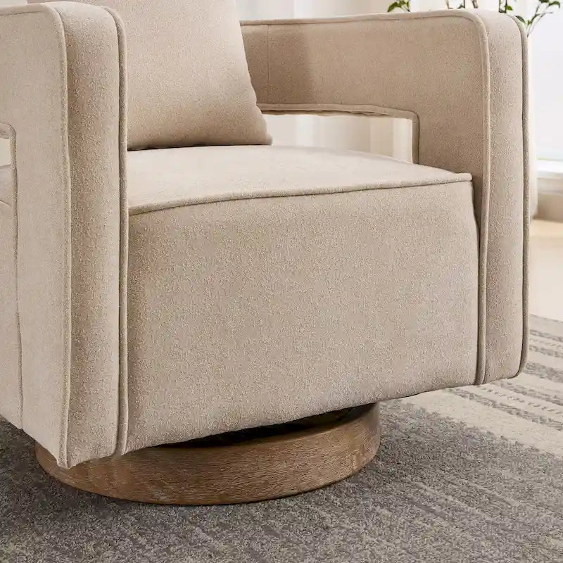Fauteuil pivotant d'appoint à dossier ouvert 29,1W avec base patinée
