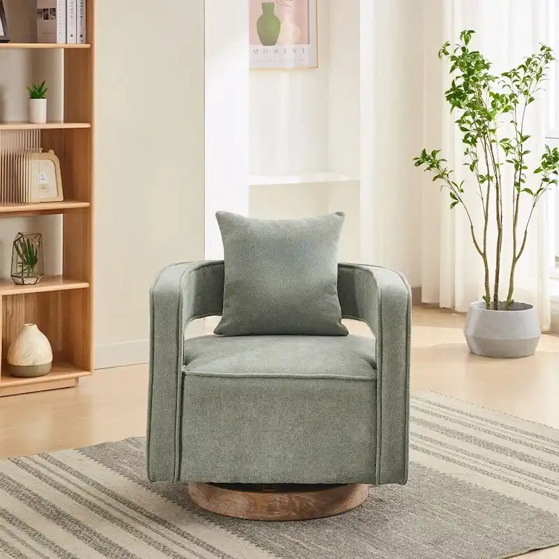 Fauteuil pivotant d'appoint à dossier ouvert 29,1W avec base patinée