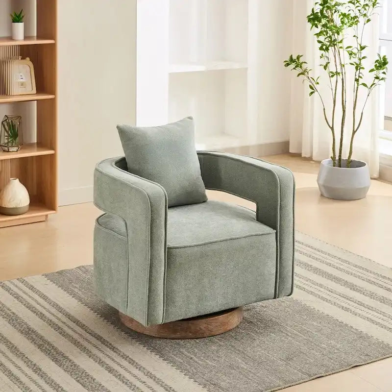 Fauteuil pivotant d'appoint à dossier ouvert 29,1W avec base patinée