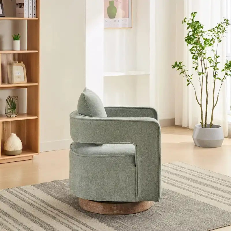 Fauteuil pivotant d'appoint à dossier ouvert 29,1W avec base patinée