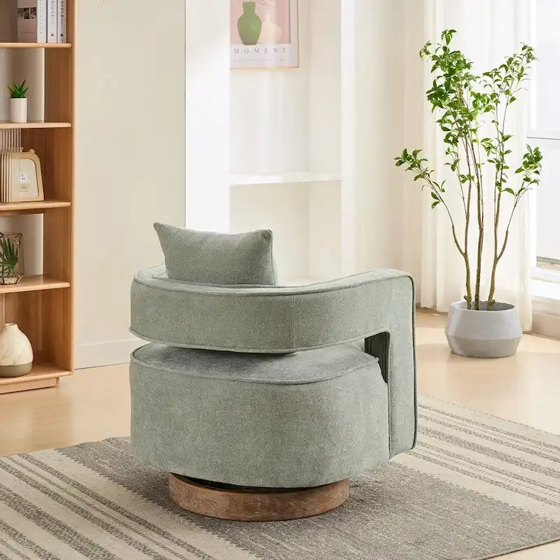 Fauteuil pivotant d'appoint à dossier ouvert 29,1W avec base patinée