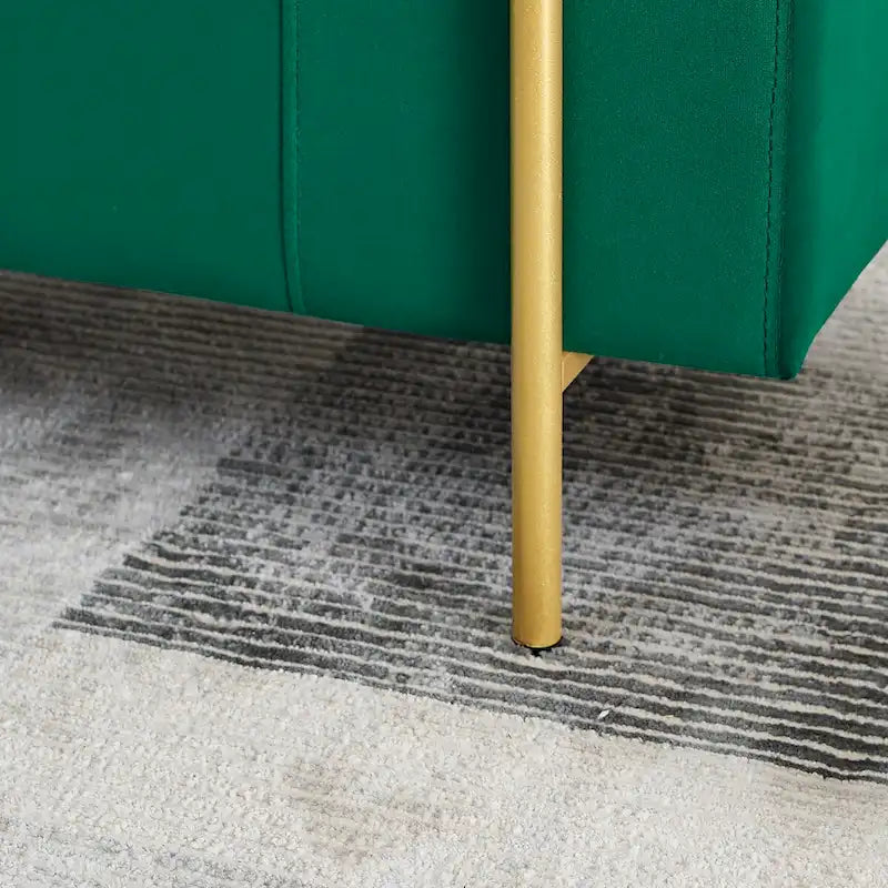 Banc de rangement capitonné en velours avec accoudoirs cylindriques