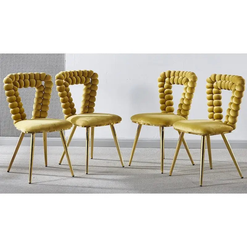 Lot de 4 chaises modernes avec pieds en tube de fer, coussins moelleux et dossier confortable, idéales pour salle à manger et salon
