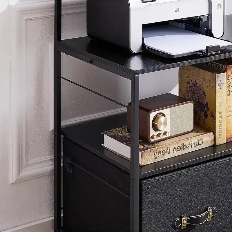Meuble de classement latéral mobile support d'imprimante roulant avec 3 étagères de rangement ouvertes - 40 P x 80 L x 110 H cm