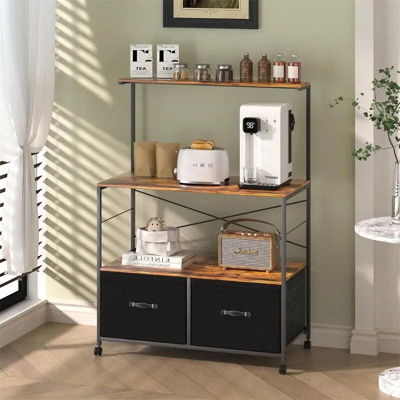 Meuble de classement latéral mobile support d'imprimante roulant avec 3 étagères de rangement ouvertes - 40 P x 80 L x 110 H cm