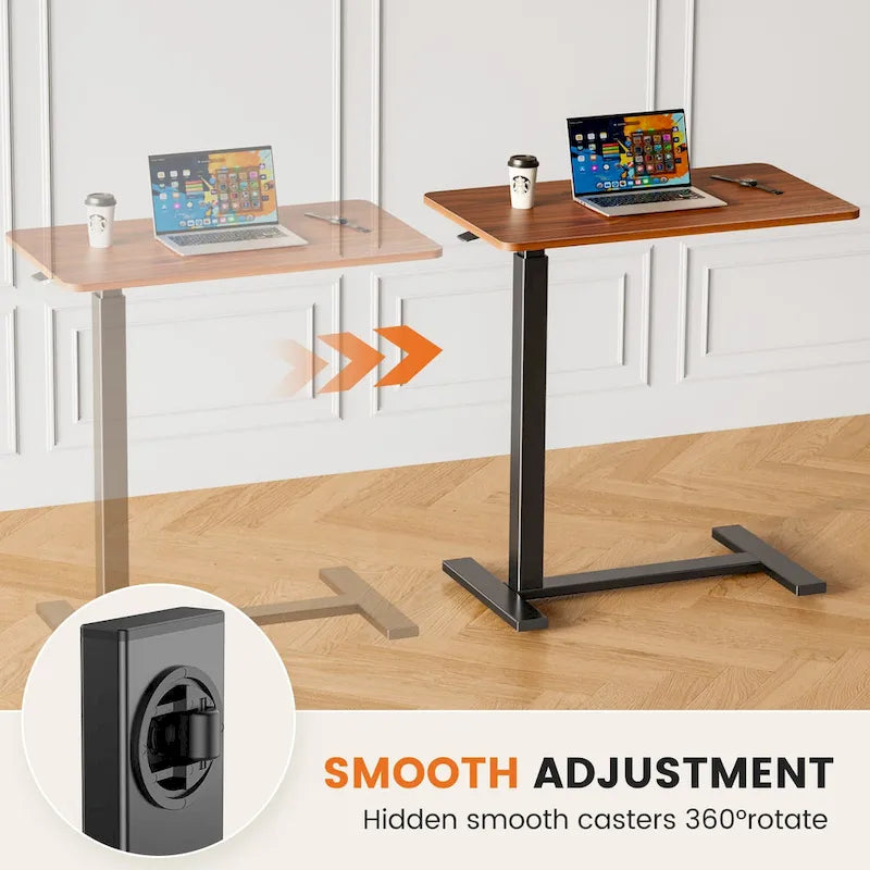 Bureau d'ordinateur mobile réglable, bureau debout mobile, bureau relevable avec roulettes verrouillables, bureaux portables en forme de L