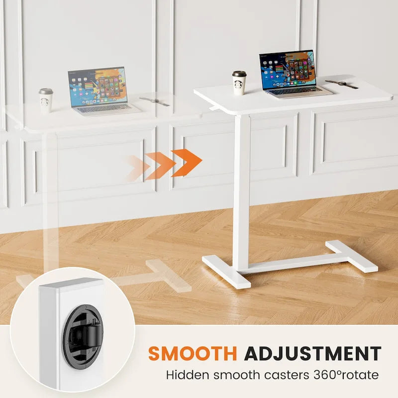 Bureau d'ordinateur mobile réglable, bureau debout mobile, bureau relevable avec roulettes verrouillables, bureaux portables en forme de L