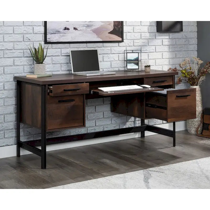 Bureau informatique avec rangement et tiroirs