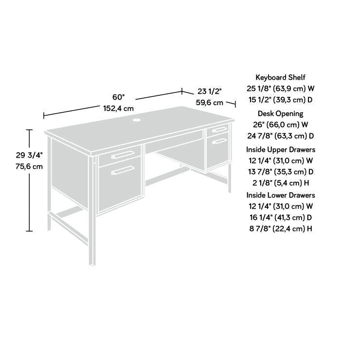 Bureau informatique avec rangement et tiroirs