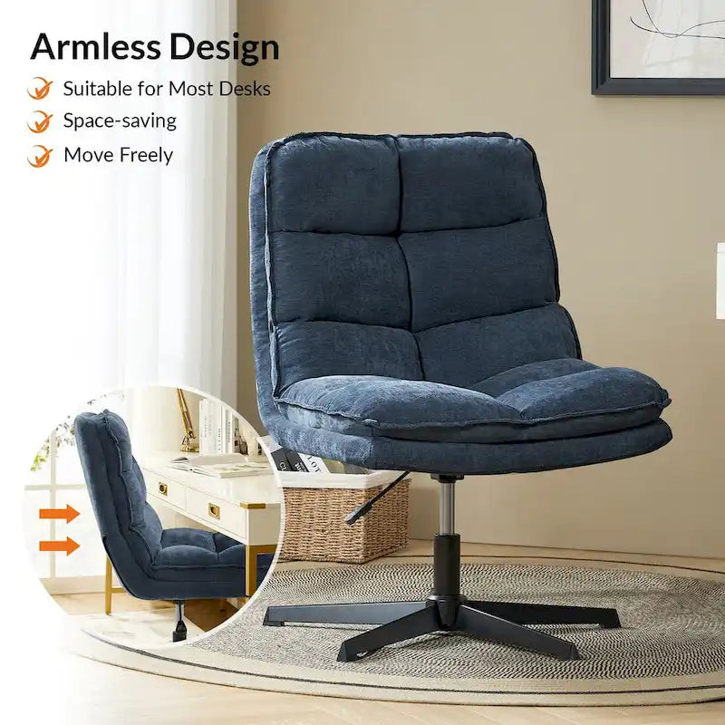 Fauteuil de bureau moderne sans accoudoirs - capitonné, pivotant à 360°, rembourré