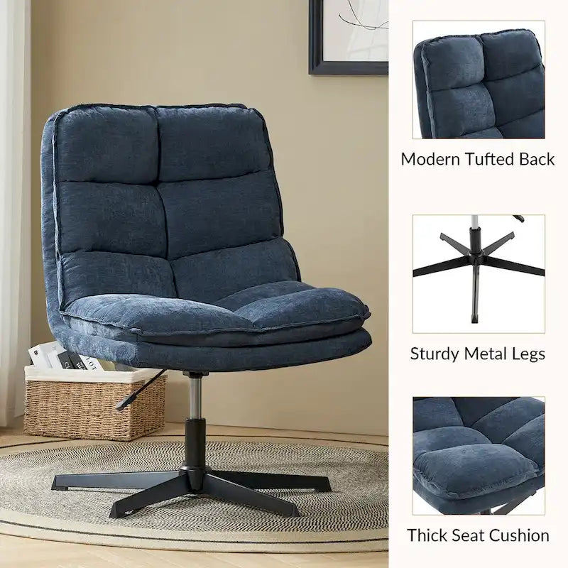 Fauteuil de bureau moderne sans accoudoirs - capitonné, pivotant à 360°, rembourré