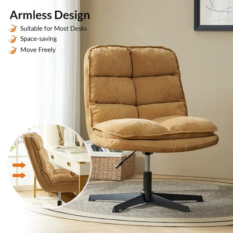 Fauteuil de bureau moderne sans accoudoirs - capitonné, pivotant à 360°, rembourré