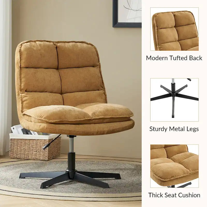 Fauteuil de bureau moderne sans accoudoirs - capitonné, pivotant à 360°, rembourré