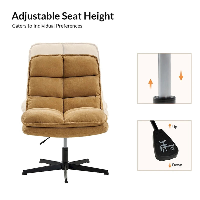 Fauteuil de bureau moderne sans accoudoirs - capitonné, pivotant à 360°, rembourré