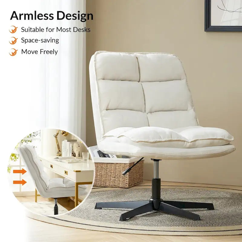 Fauteuil de bureau moderne sans accoudoirs - capitonné, pivotant à 360°, rembourré