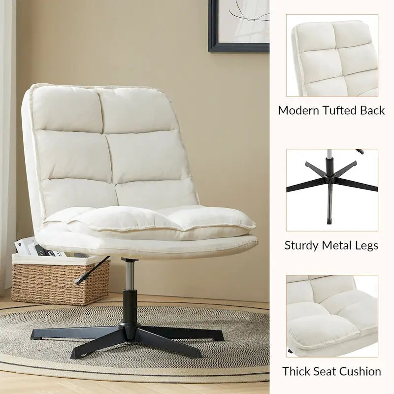 Fauteuil de bureau moderne sans accoudoirs - capitonné, pivotant à 360°, rembourré