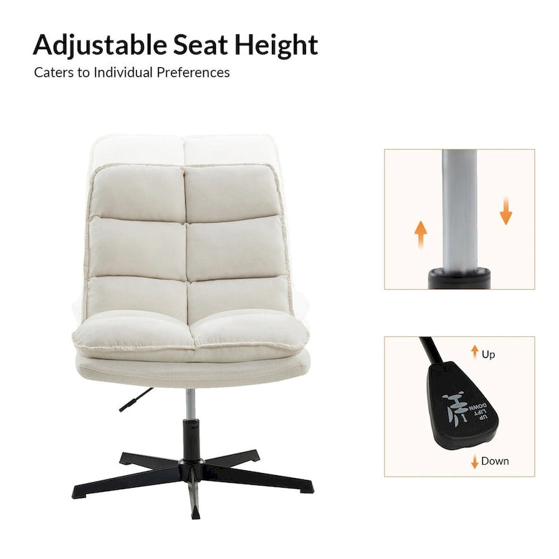 Fauteuil de bureau moderne sans accoudoirs - capitonné, pivotant à 360°, rembourré