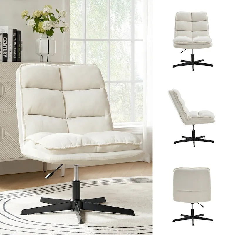 Fauteuil de bureau moderne sans accoudoirs - capitonné, pivotant à 360°, rembourré