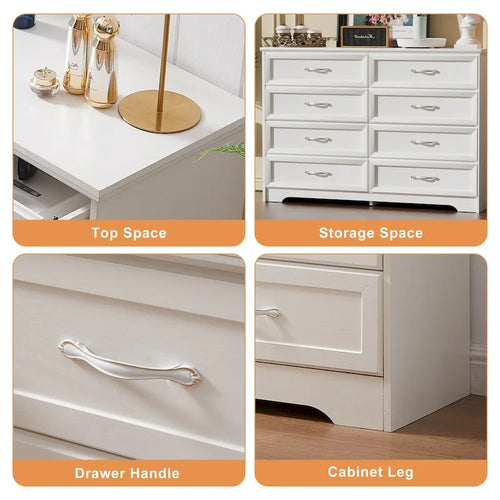 Commode de chambre à coucher 3 tiroirs avec commode 8 tiroirs, organiseur de vêtements - Poignées en métal, 47,6L x 15,7W x 36,7H
