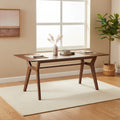 Thoi Dining Table, 71 Inch, Retro Angled Legs, Brown Solid Rubberwood