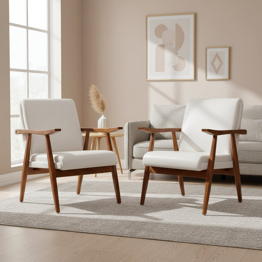 Fauteuil d'appoint en similicuir ambré (Lot de 2)