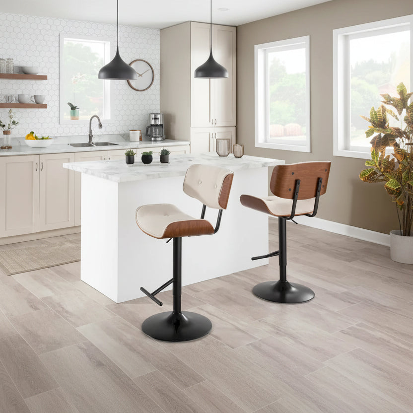 Carson Carrington Leksand Adjustable Bar Stool with Straight T Footrest (Set of 2)