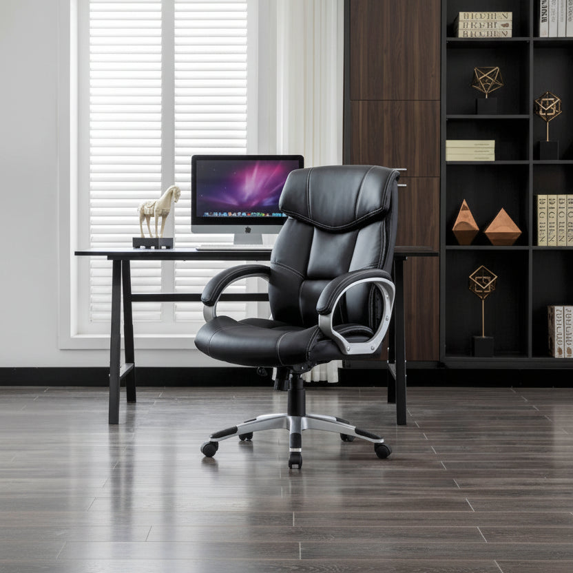 Porthos Home Novak Executive Office Chair, PU Leather, Roller Wheels