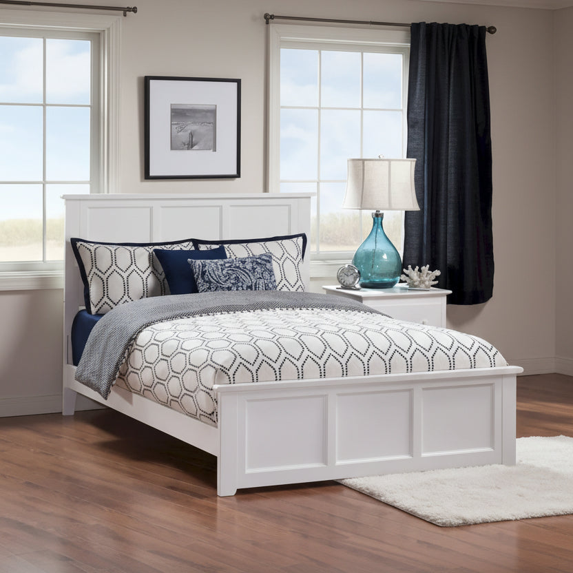 Madison Full Foundation Bed with Matching Footboard in White