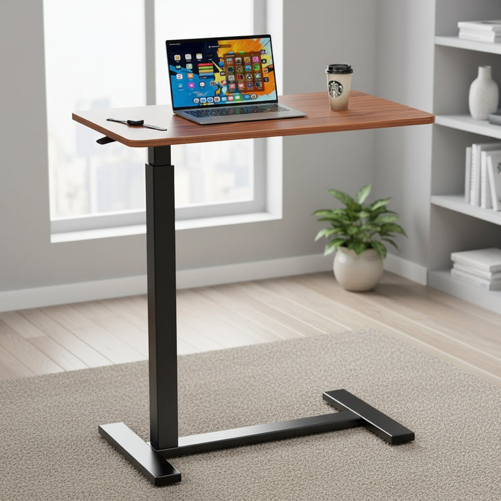 Bureau d'ordinateur mobile réglable, bureau debout mobile, bureau relevable avec roulettes verrouillables, bureaux portables en forme de L