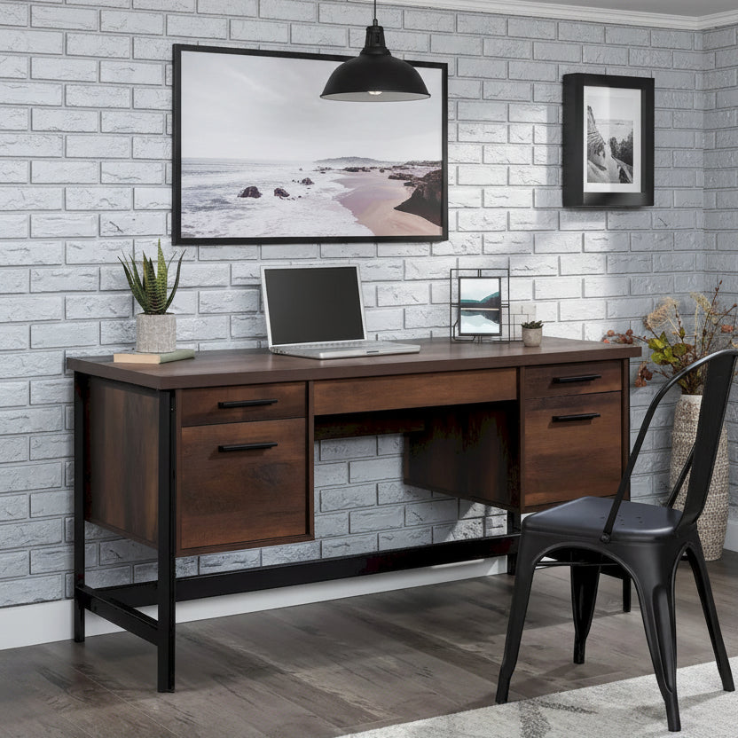 Bureau informatique avec rangement et tiroirs